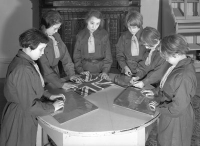 Members of the Royal Victoria School for the Blind Brownie Pack Taking Part in Craft Activities, Newcastle upon Tyne, UK, January 1962 by Unbekannt Unbekannt